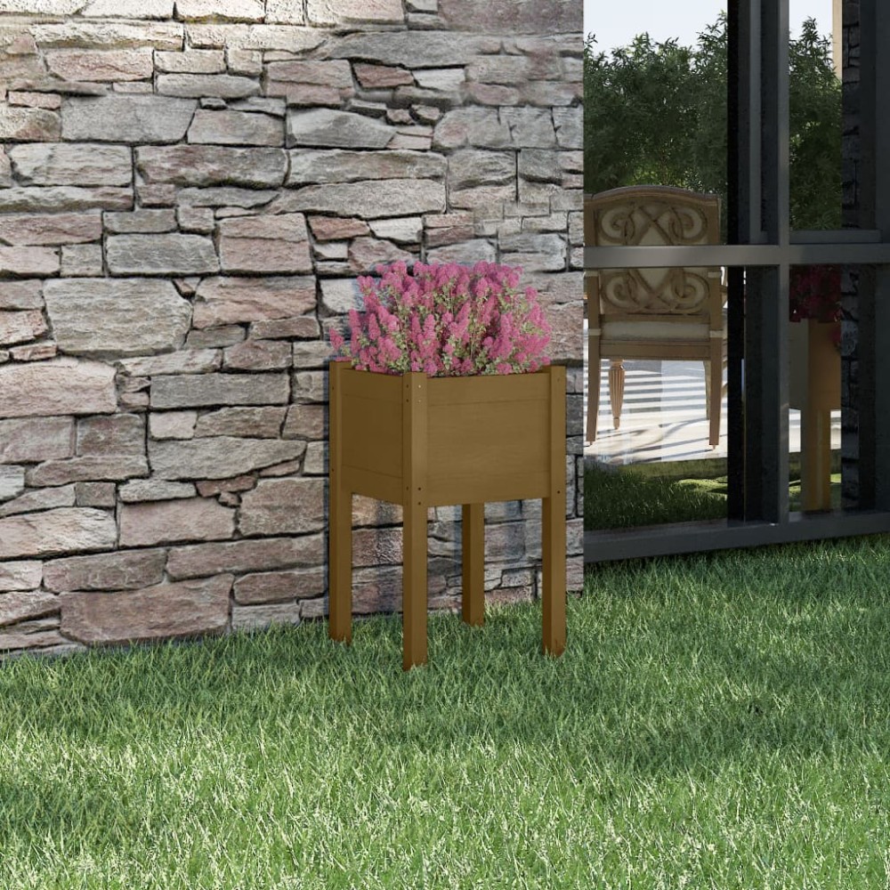 vidaXL Jardinieră de grădină, maro miere, 40x40x70 cm, lemn masiv pin