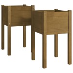 vidaXL Jardiniere grădină 2 buc. maro miere 40x40x70 cm lemn masiv pin