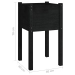 vidaXL Jardinieră de grădină, negru, 40x40x70 cm, lemn masiv de pin