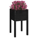 vidaXL Jardiniere grădină, 2 buc, negru, 40x40x70 cm, lemn masiv pin