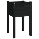 vidaXL Jardiniere grădină, 2 buc, negru, 40x40x70 cm, lemn masiv pin