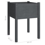 vidaXL Jardinieră de grădină, gri, 50x50x70 cm, lemn masiv de pin