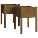 vidaXL Jardiniere grădină 2 buc. maro miere 50x50x70 cm lemn masiv pin