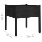 vidaXL Jardinieră de grădină, negru, 70x70x70 cm, lemn masiv de pin
