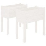 vidaXL Jardiniere de grădină, 2 buc., alb, 70x31x70 cm, lemn masiv pin