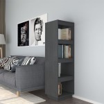 vidaXL Bibliotecă/Separator cameră, gri, 40x35x135 cm, lemn masiv pin vidaXL Bibliotecă/Separator cameră, gri, 40x35x135 cm, lemn masiv pin