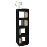 vidaXL Bibliotecă/Separator cameră negru 40x35x135 cm lemn masiv pin