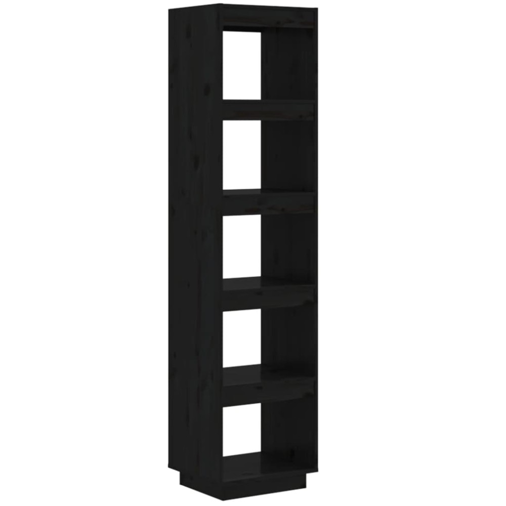 vidaXL Bibliotecă/Separator cameră negru 40x35x167 cm lemn masiv pin
