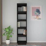 vidaXL Bibliotecă/Separator cameră negru 40x35x167 cm lemn masiv pin