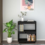 vidaXL Bibliotecă, negru, 60x35x71 cm, lemn masiv de pin vidaXL Bibliotecă, negru, 60x35x71 cm, lemn masiv de pin