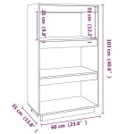 vidaXL Bibliotecă/Separator cameră, 60x35x103 cm, lemn masiv pin vidaXL Bibliotecă/Separator cameră, 60x35x103 cm, lemn masiv pin