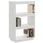 vidaXL Bibliotecă/Separator cameră alb 60x35x103 cm lemn masiv de pin