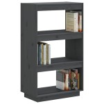vidaXL Bibliotecă/Separator cameră, gri, 60x35x103 cm, lemn masiv pin vidaXL Bibliotecă/Separator cameră, gri, 60x35x103 cm, lemn masiv pin