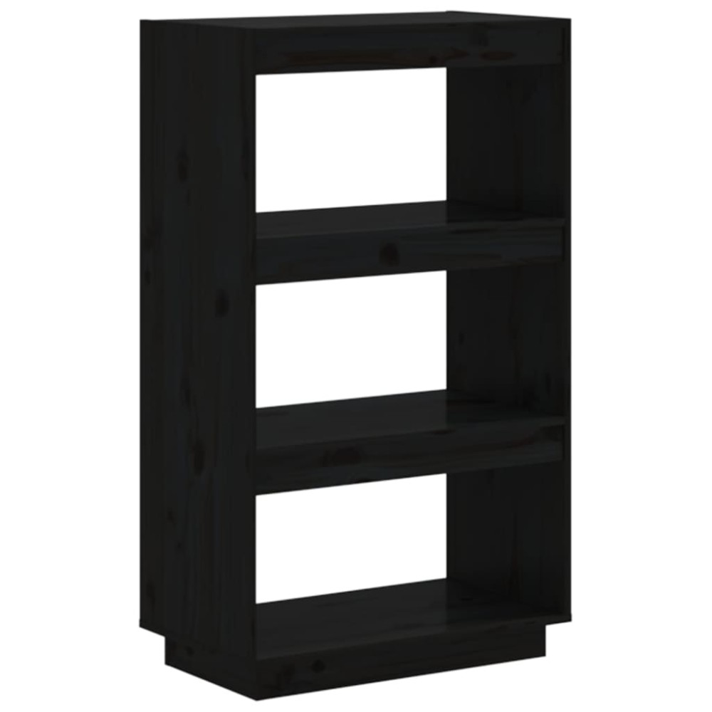 vidaXL Bibliotecă/Separator cameră negru 60x35x103 cm lemn masiv pin
