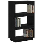 vidaXL Bibliotecă/Separator cameră negru 60x35x103 cm lemn masiv pin