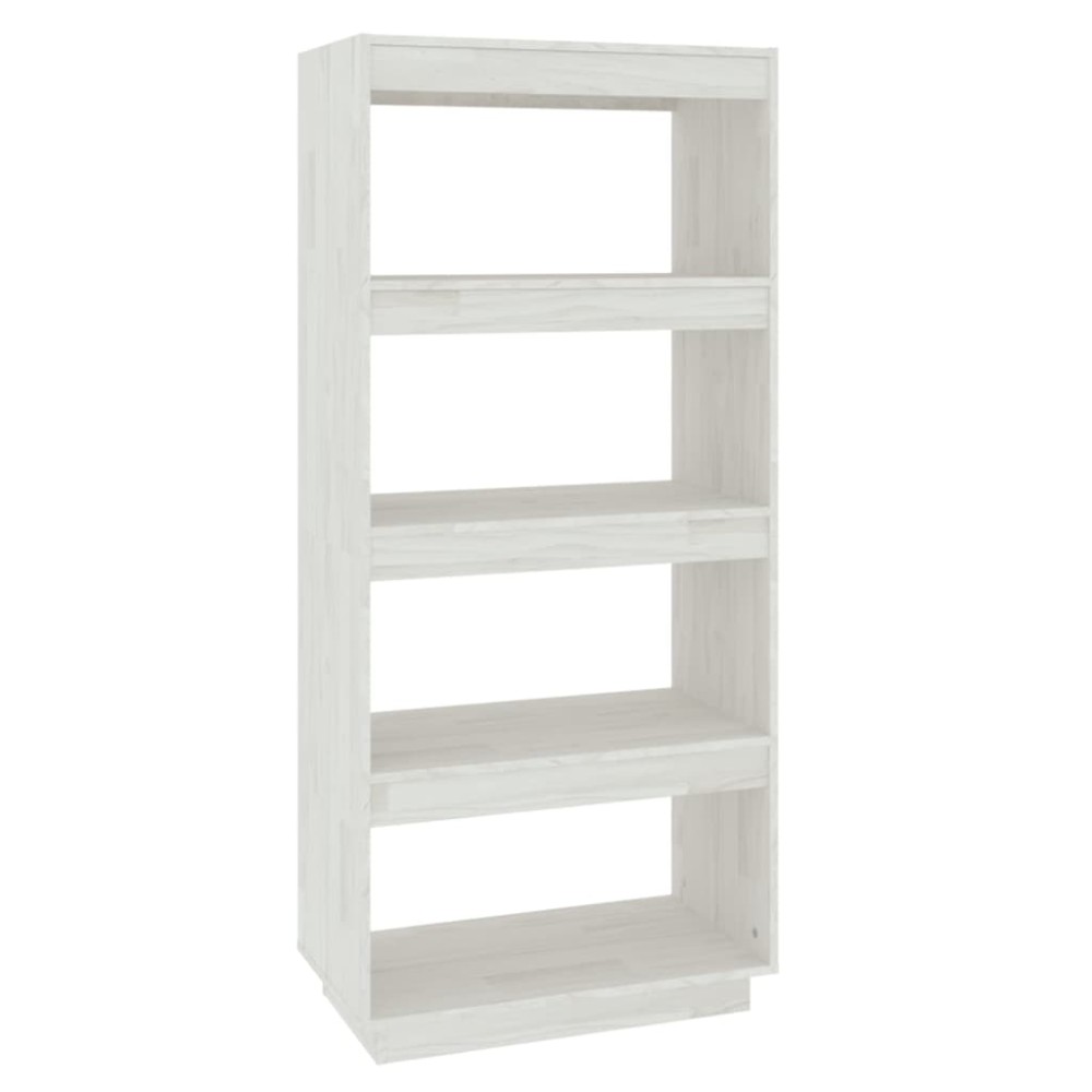 vidaXL Bibliotecă/Separator cameră, alb, 60x35x135 cm, lemn masiv pin