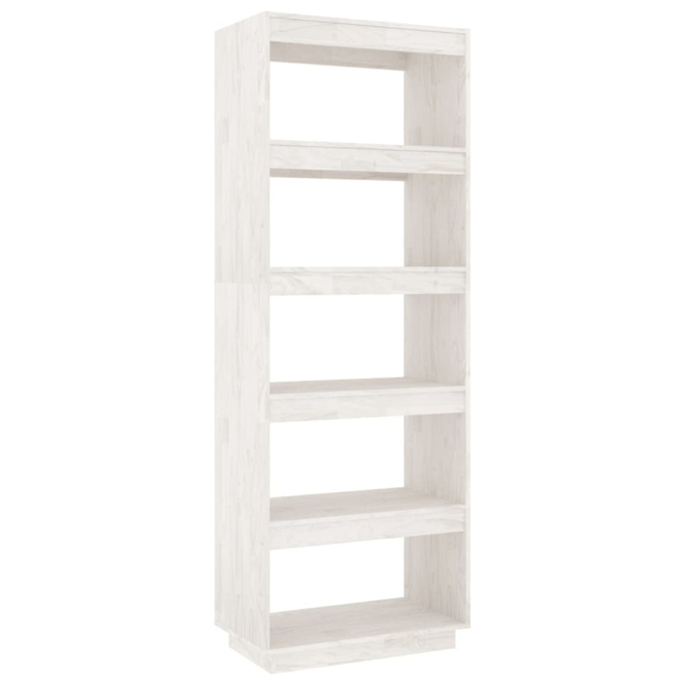 vidaXL Bibliotecă/Separator cameră, alb, 60x35x167 cm, lemn masiv pin