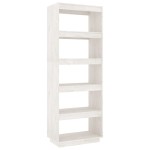 vidaXL Bibliotecă/Separator cameră, alb, 60x35x167 cm, lemn masiv pin