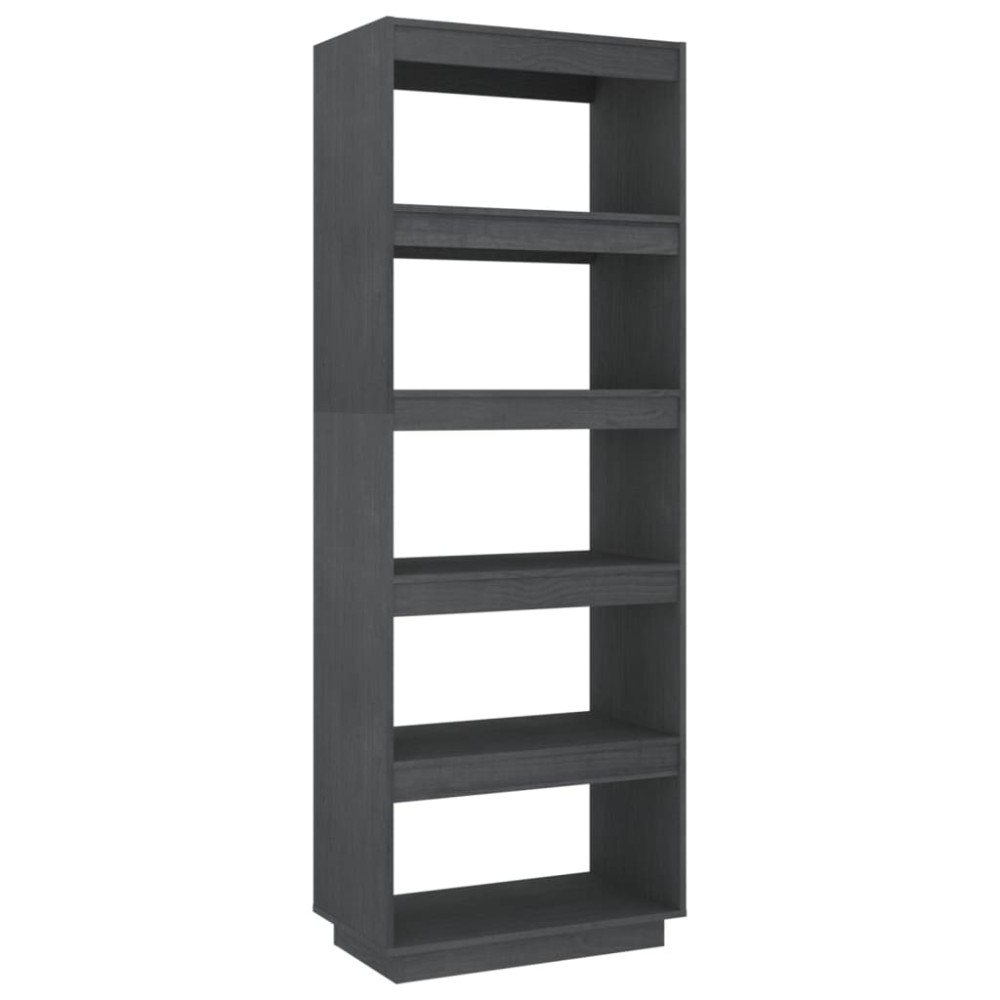 vidaXL Bibliotecă/Separator cameră, gri, 60x35x167 cm, lemn masiv pin