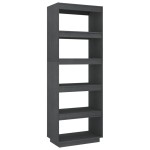 vidaXL Bibliotecă/Separator cameră, gri, 60x35x167 cm, lemn masiv pin vidaXL Bibliotecă/Separator cameră, gri, 60x35x167 cm, lemn masiv pin