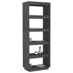 vidaXL Bibliotecă/Separator cameră, gri, 60x35x167 cm, lemn masiv pin vidaXL Bibliotecă/Separator cameră, gri, 60x35x167 cm, lemn masiv pin