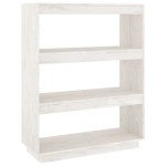 vidaXL Bibliotecă/Separator cameră, alb, 80x35x103 cm, lemn masiv pin