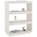 vidaXL Bibliotecă/Separator cameră, alb, 80x35x103 cm, lemn masiv pin