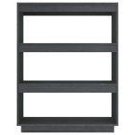 vidaXL Bibliotecă/Separator cameră, gri, 80x35x103 cm, lemn masiv pin