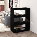 vidaXL Bibliotecă/Separator cameră, negru, 80x35x103cm, lemn masiv pin vidaXL Bibliotecă/Separator cameră, negru, 80x35x103cm, lemn masiv pin