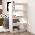 vidaXL Bibliotecă/Separator cameră alb 80x35x135 cm, lemn masiv de pin vidaXL Bibliotecă/Separator cameră alb 80x35x135 cm, lemn masiv de pin