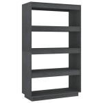 vidaXL Bibliotecă/Separator cameră, gri, 80x35x135 cm, lemn masiv pin vidaXL Bibliotecă/Separator cameră, gri, 80x35x135 cm, lemn masiv pin