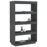 vidaXL Bibliotecă/Separator cameră, gri, 80x35x135 cm, lemn masiv pin vidaXL Bibliotecă/Separator cameră, gri, 80x35x135 cm, lemn masiv pin