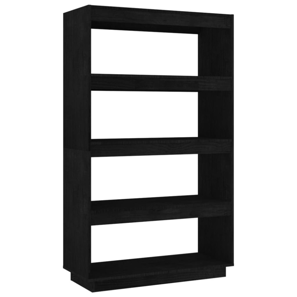 vidaXL Bibliotecă/Separator cameră, negru 80x35x135 cm, lemn masiv pin