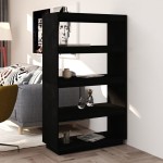 vidaXL Bibliotecă/Separator cameră, negru 80x35x135 cm, lemn masiv pin vidaXL Bibliotecă/Separator cameră, negru 80x35x135 cm, lemn masiv pin