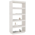 vidaXL Bibliotecă/Separator cameră, alb, 80x35x167 cm, lemn masiv pin