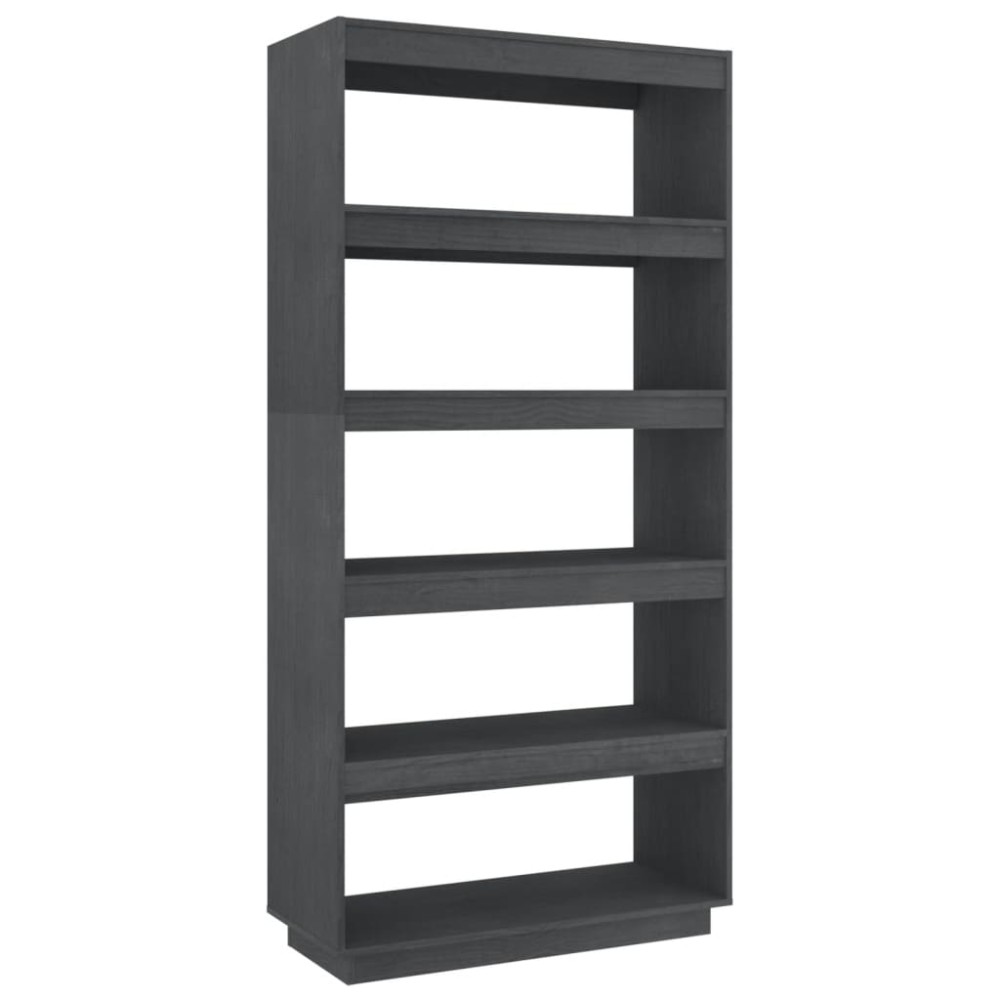 vidaXL Bibliotecă/Separator cameră, gri, 80x35x167 cm, lemn masiv pin