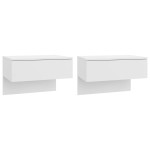 vidaXL Noptiere de perete, 2 buc., alb