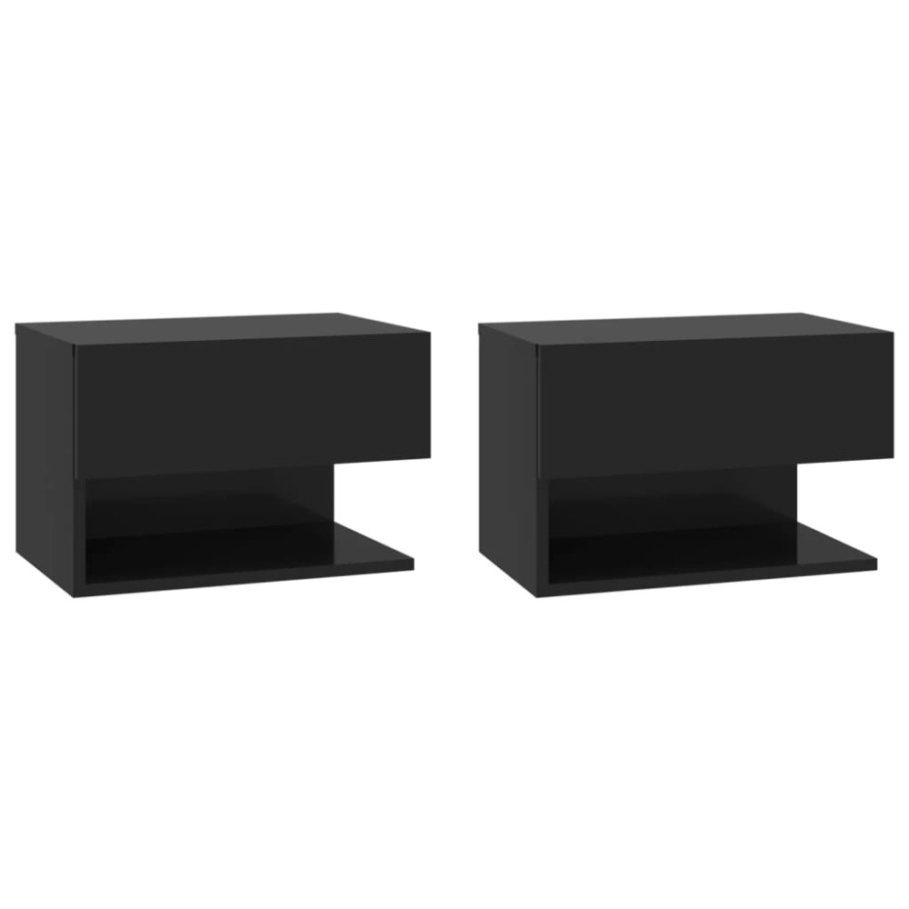 vidaXL Noptiere de perete, 2 buc., negru