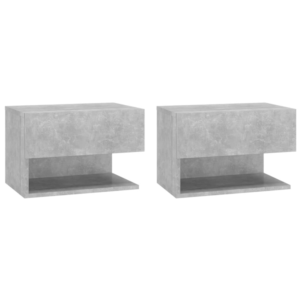 vidaXL Noptiere de perete cu montaj pe perete, 2 buc., gri beton