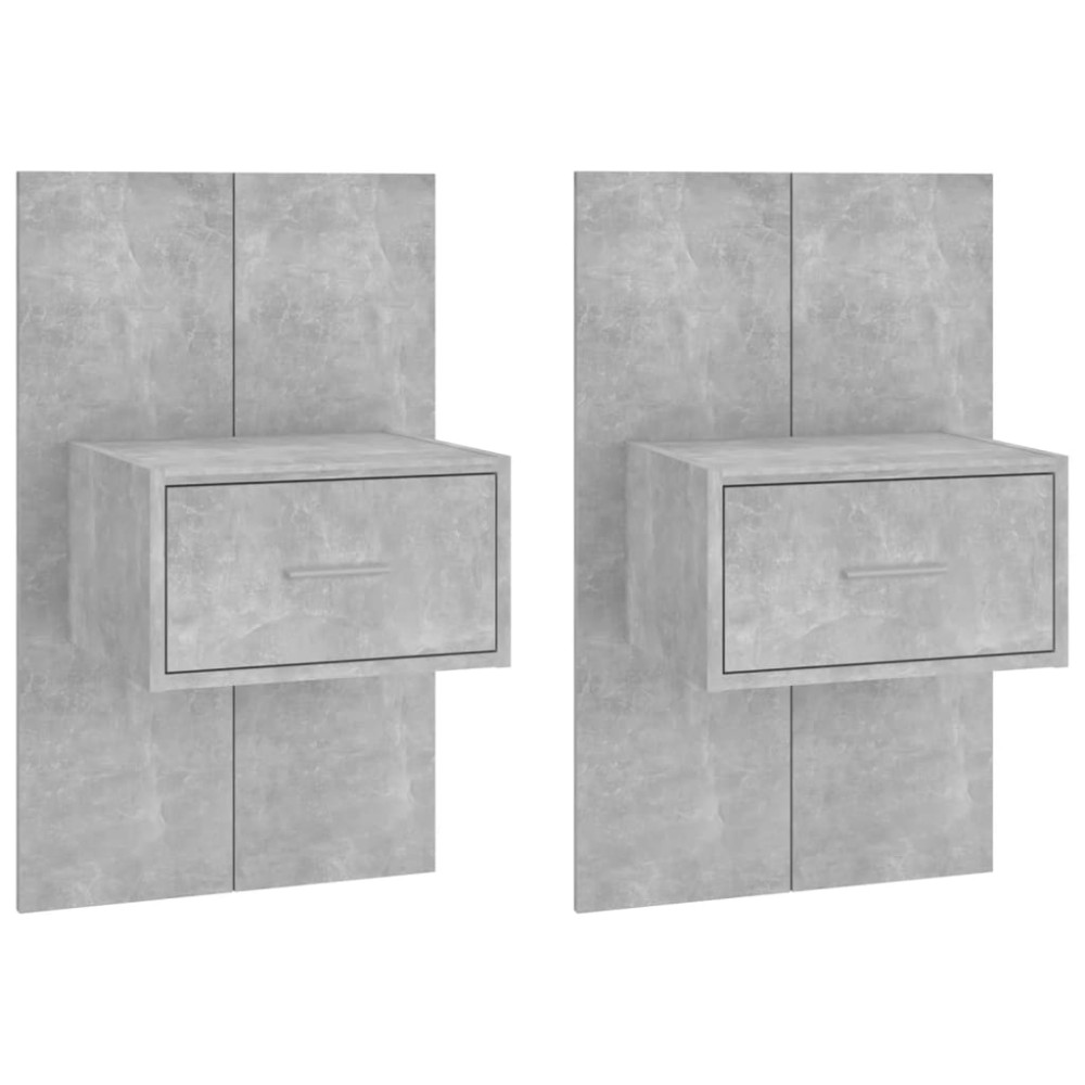 vidaXL Noptiere de perete, 2 buc., gri beton
