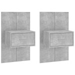 vidaXL Noptiere de perete, 2 buc., gri beton