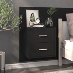 vidaXL Noptieră de perete, negru vidaXL Noptieră de perete, negru