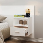 vidaXL Noptiere de perete, 2 buc., alb