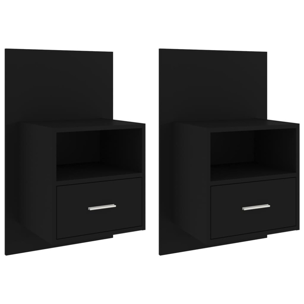 vidaXL Noptiere de perete, 2 buc., negru