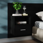 vidaXL Noptiere de perete, 2 buc., negru