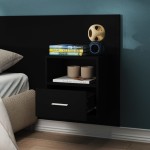 vidaXL Noptiere de perete, 2 buc., negru
