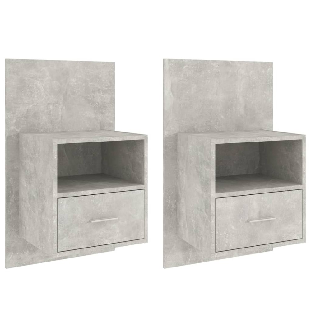 vidaXL Noptiere de perete, 2 buc., gri beton