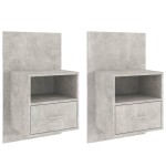 vidaXL Noptiere de perete, 2 buc., gri beton