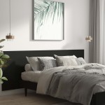 vidaXL Tăblie de pat, negru, 240x1,5x80 cm, lemn prelucrat