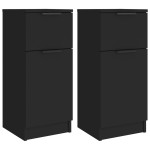 vidaXL Servante, 2 buc., negru, 30x30x70 cm, lemn prelucrat